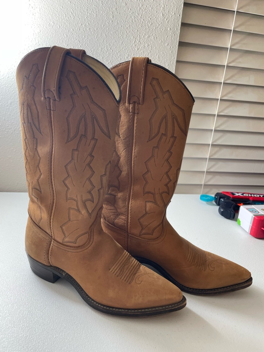 Vintage Dan Post Marlboro Cowboy Boots Leather Brown Womens 8 M USA P2552 - Picture 2 of 12